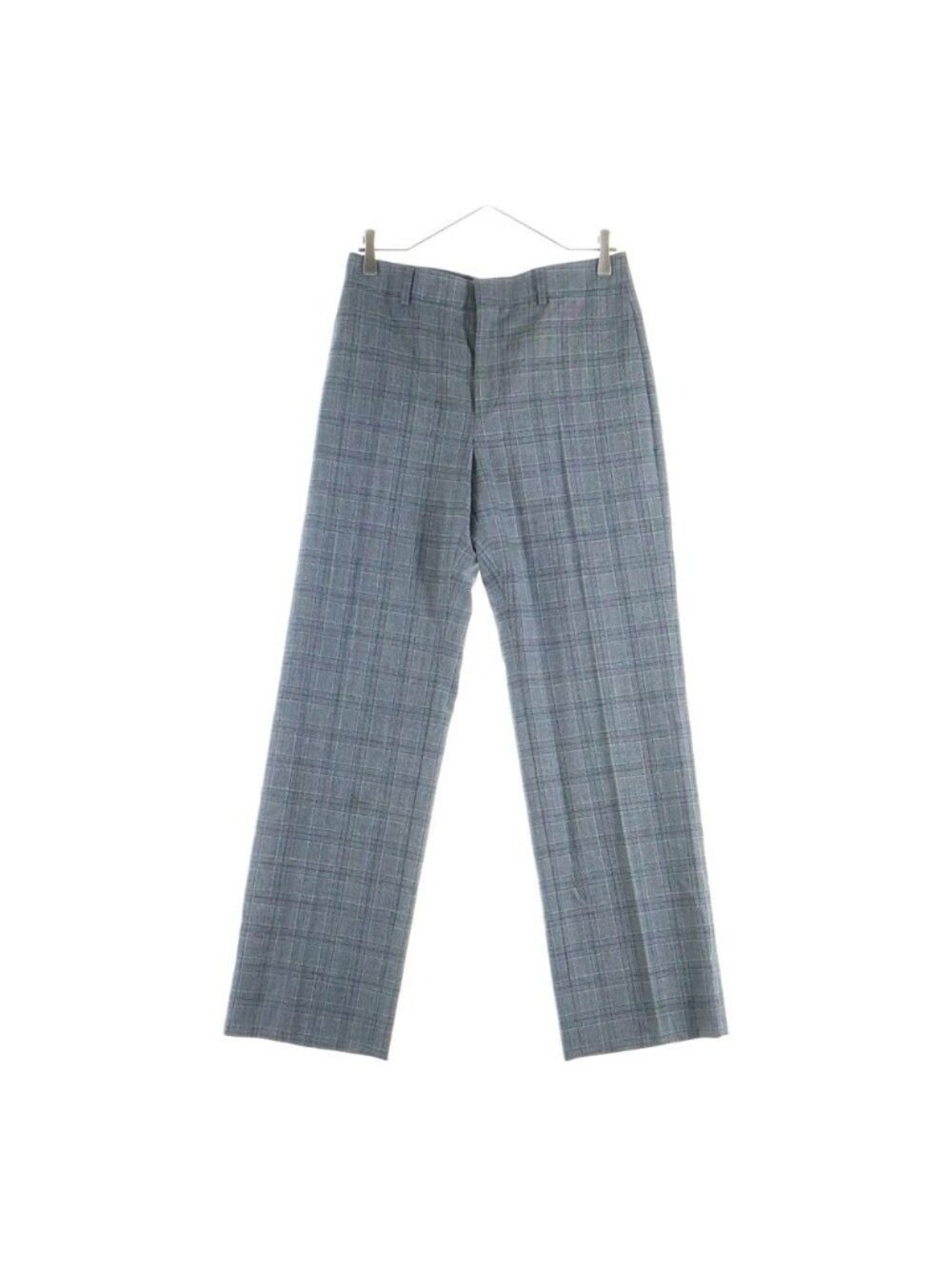 Celine Jaggy Check Wool Slack Pants Gray